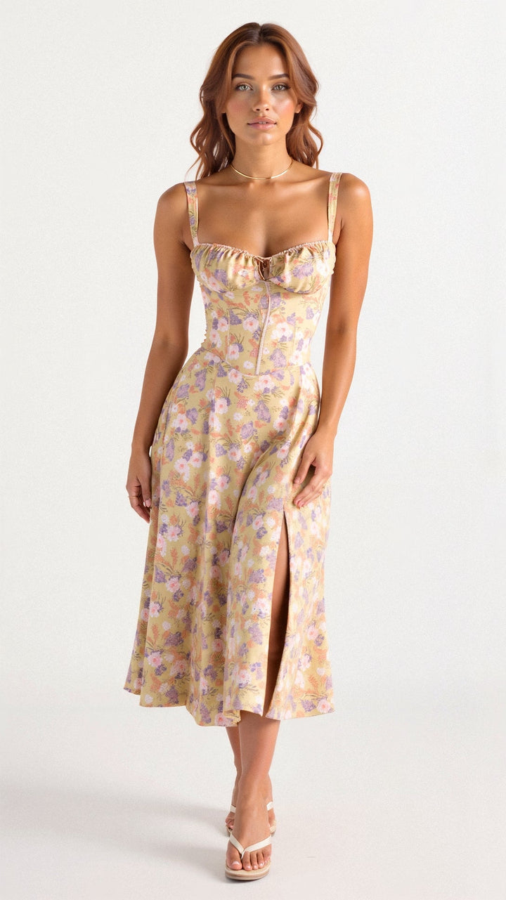 Feminine corset midi dress for women