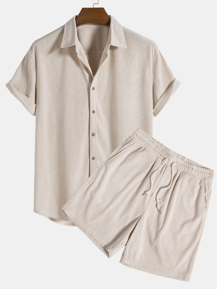 Relaxed textured shirt and shorts set for men