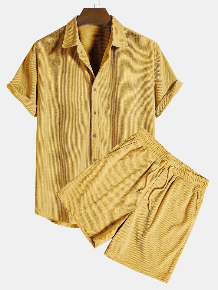 Relaxed textured shirt and shorts set for men