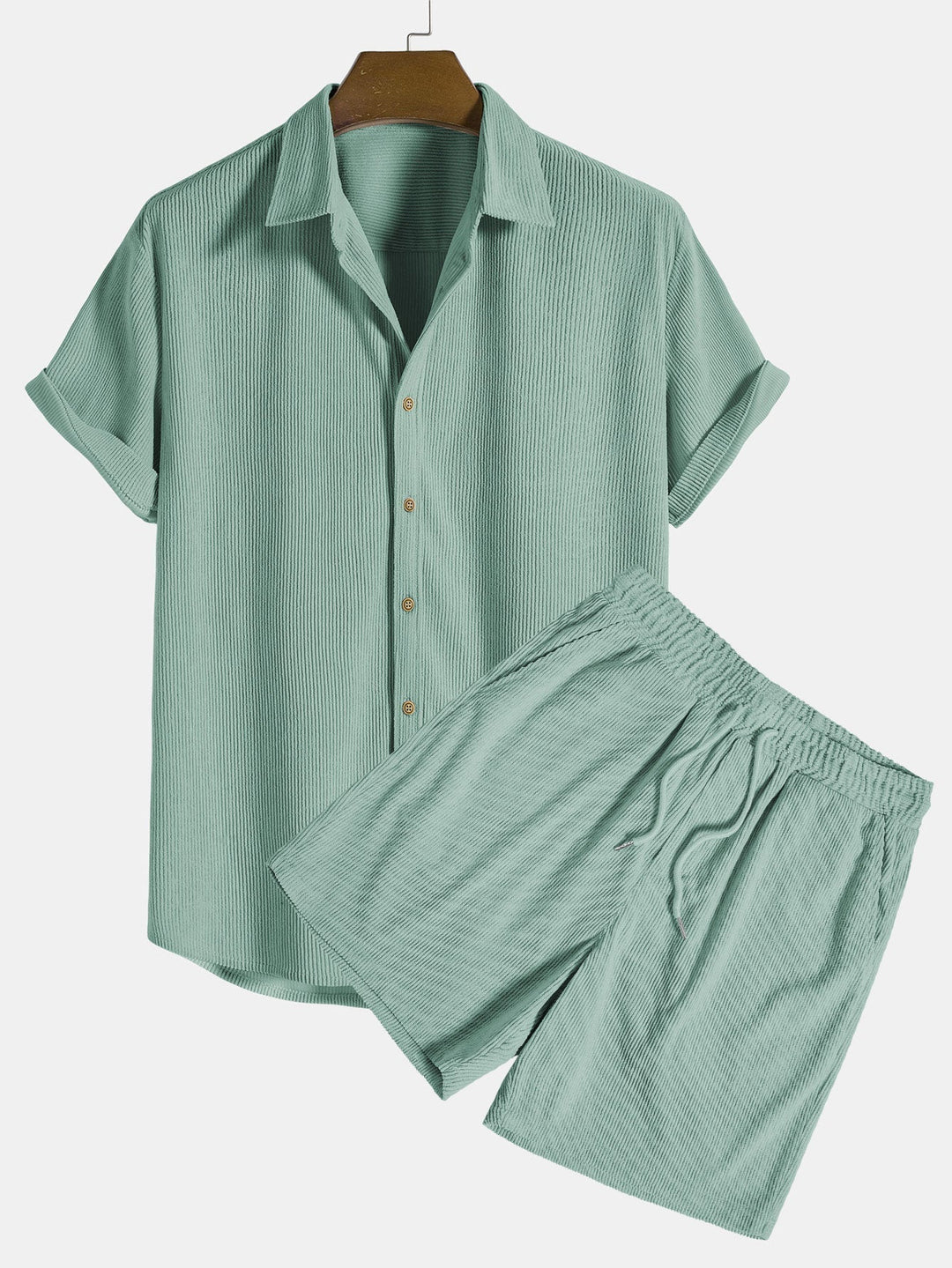 Relaxed textured shirt and shorts set for men
