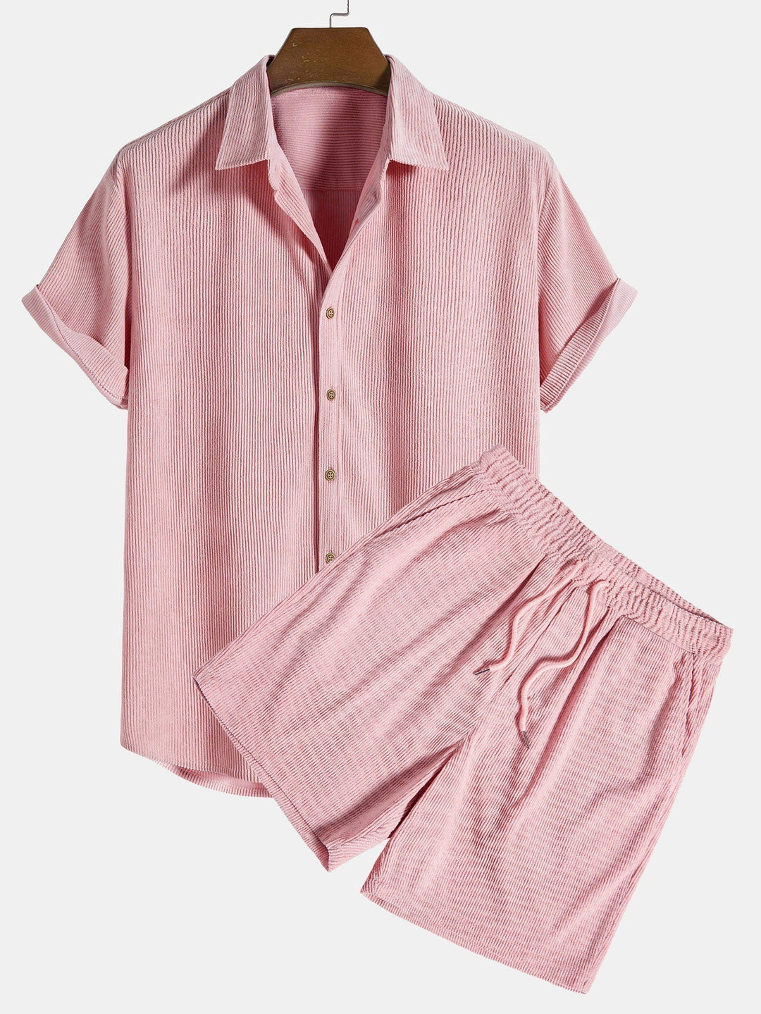 Relaxed textured shirt and shorts set for men