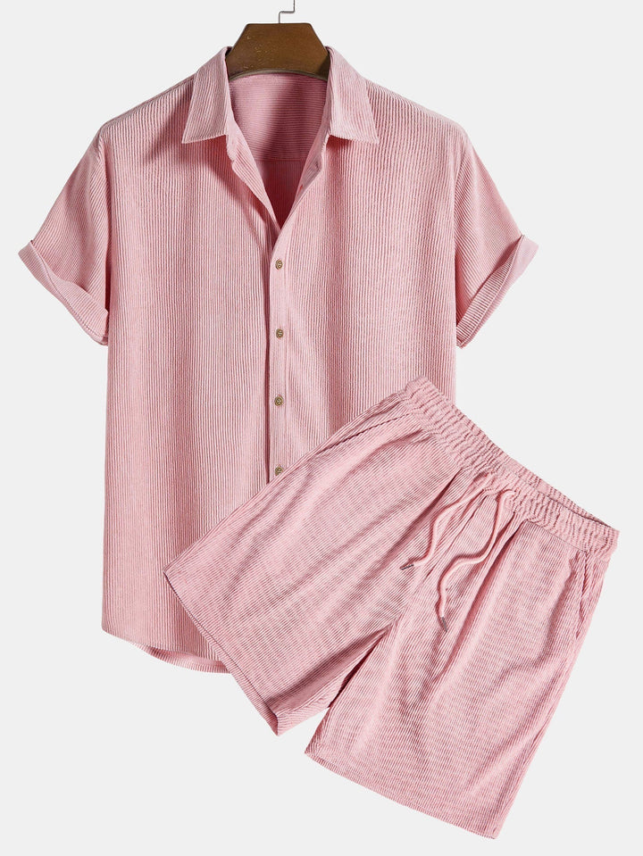 Relaxed textured shirt and shorts set for men