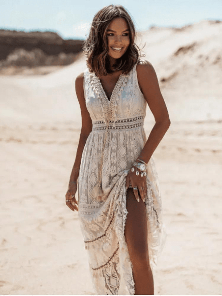 Romantic boho lace dress for women