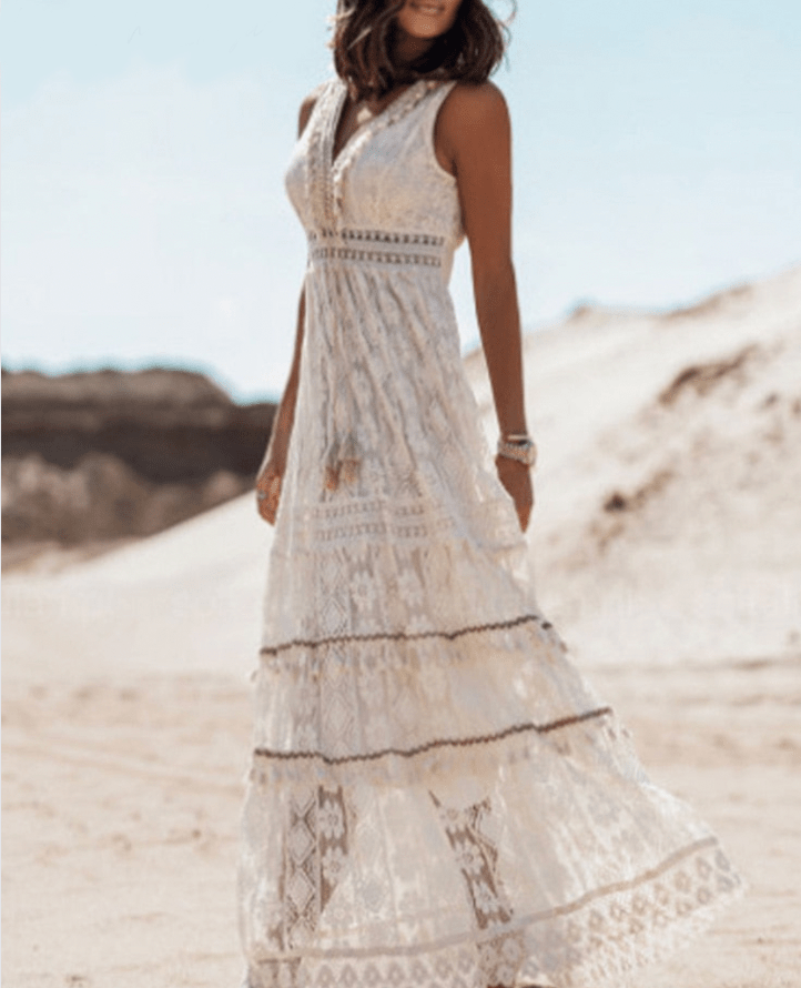 Romantic boho lace dress for women