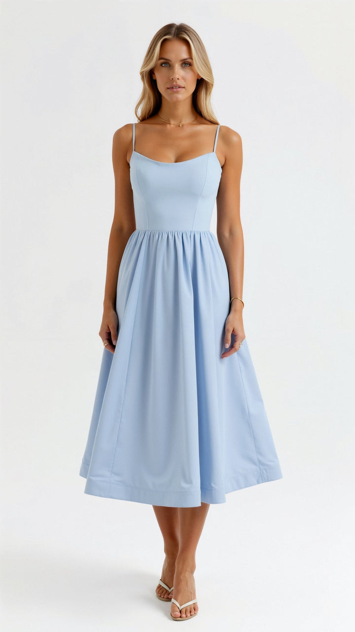 Elegant flowy midi dress for women