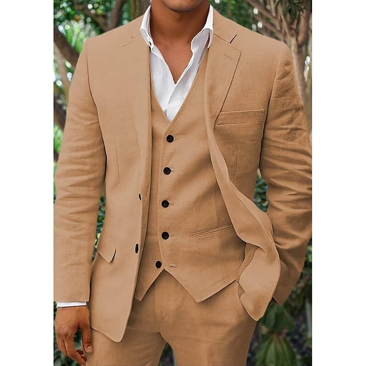 Linen three-piece suit set for men