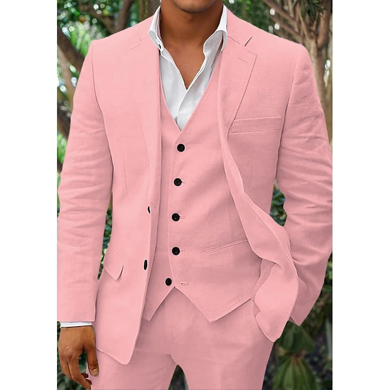 Linen three-piece suit set for men