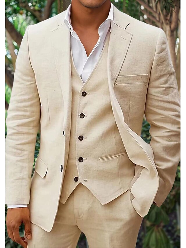 Linen three-piece suit set for men