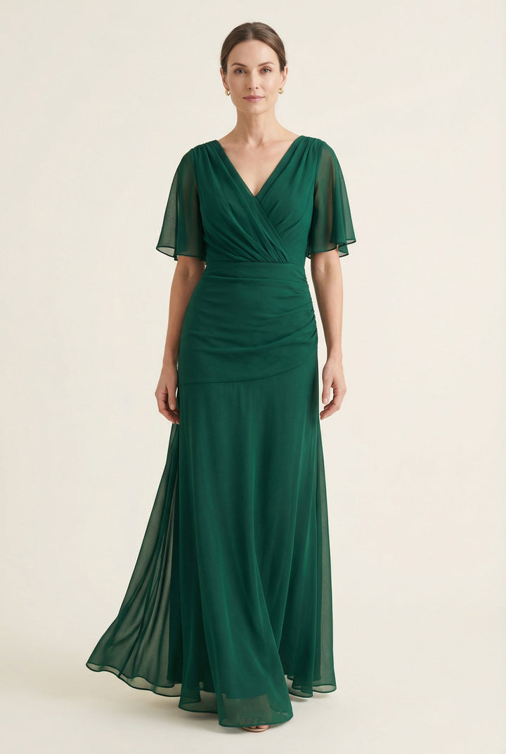 Women's Floral Pleated Maxi Dress V Neck