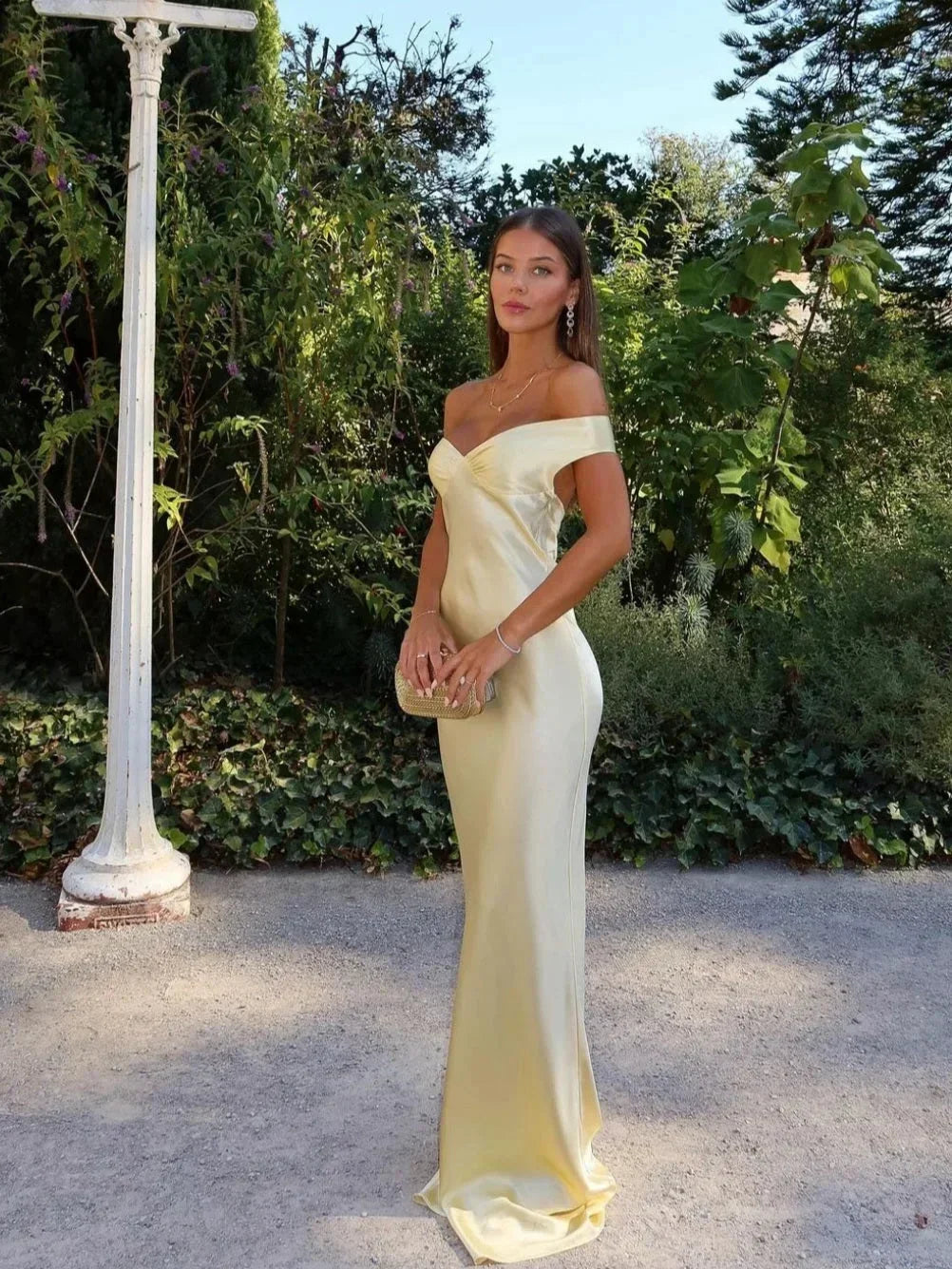 Women's Floral Satin Maxi Dress V Neck Wedding Guest