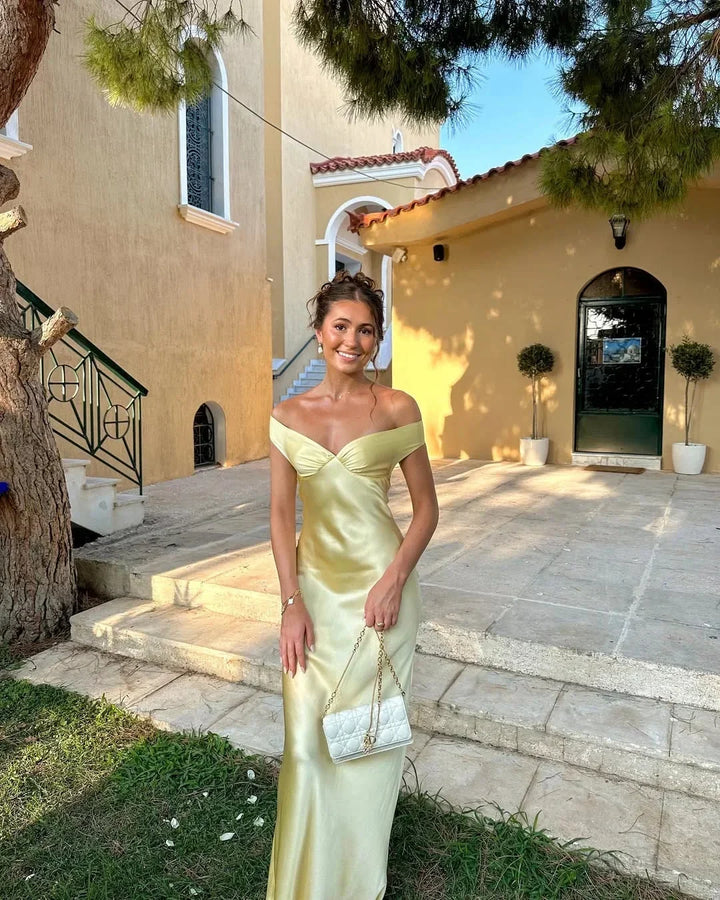 Women's Floral Satin Maxi Dress V Neck Wedding Guest