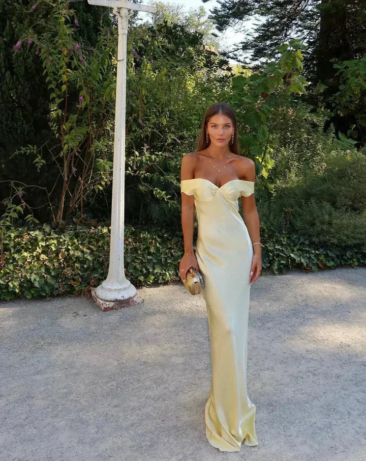 Women's Floral Satin Maxi Dress V Neck Wedding Guest