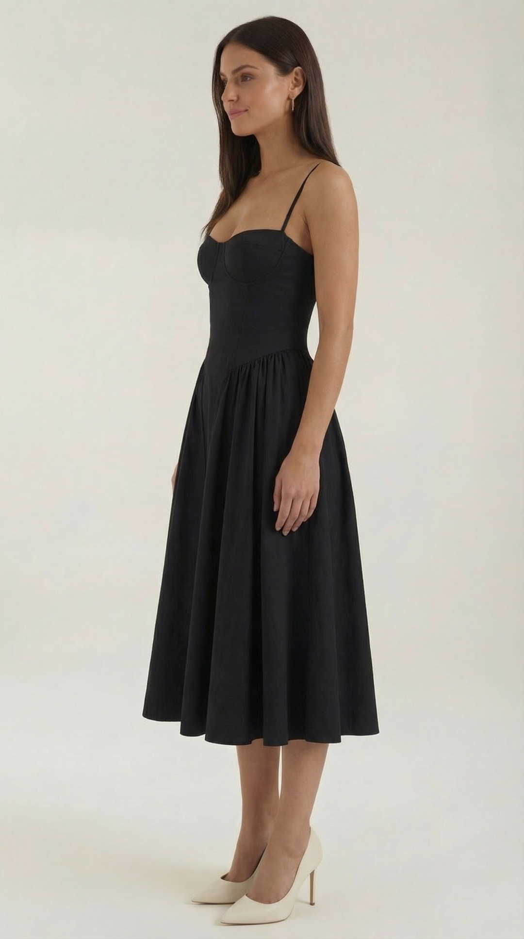 Women's Sweetheart Corset Floral Midi Dress