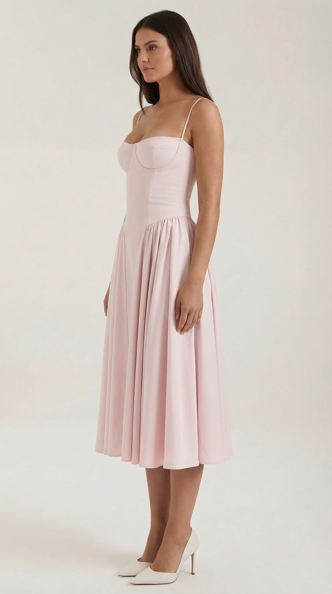 Women's Sweetheart Corset Floral Midi Dress