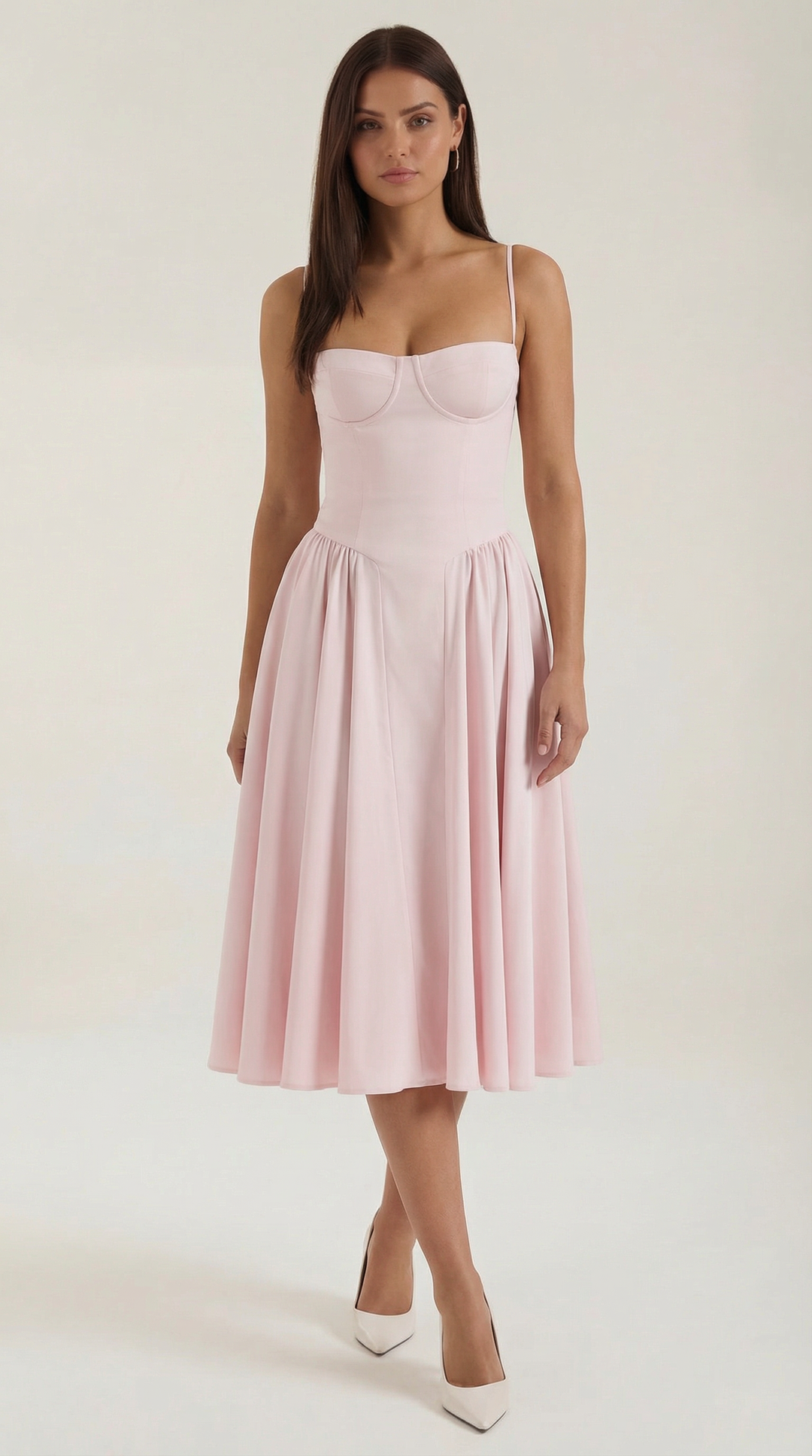 Women's Sweetheart Corset Floral Midi Dress