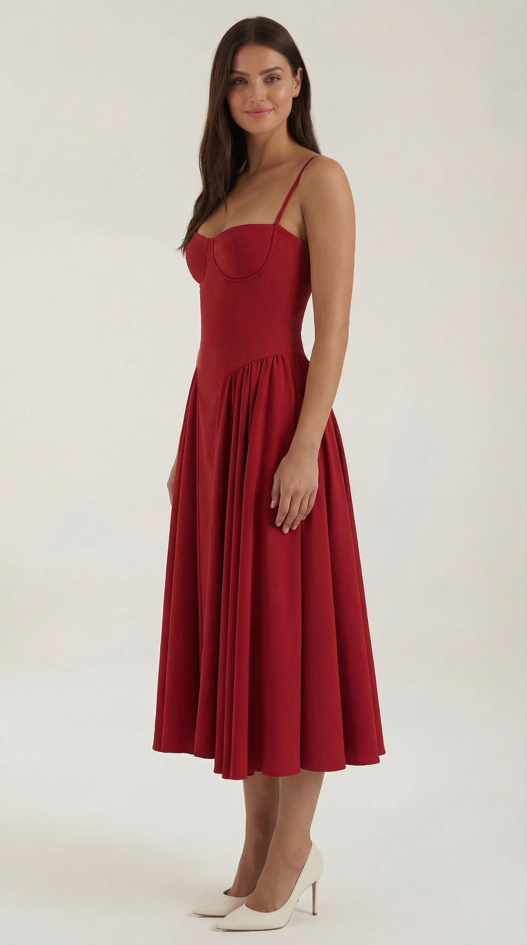Women's Sweetheart Corset Floral Midi Dress