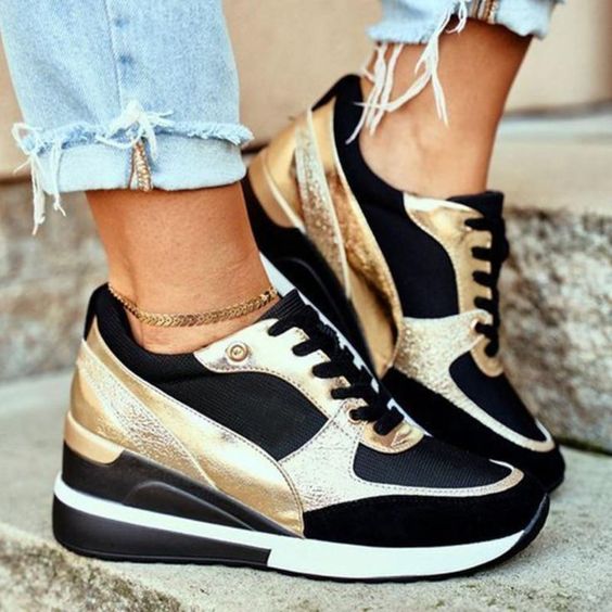 Women's Orthopedic Platform Sneakers Perforated Upper