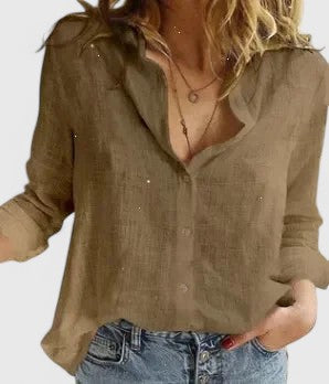 Evie | Women's V-Neck Linen Blouse