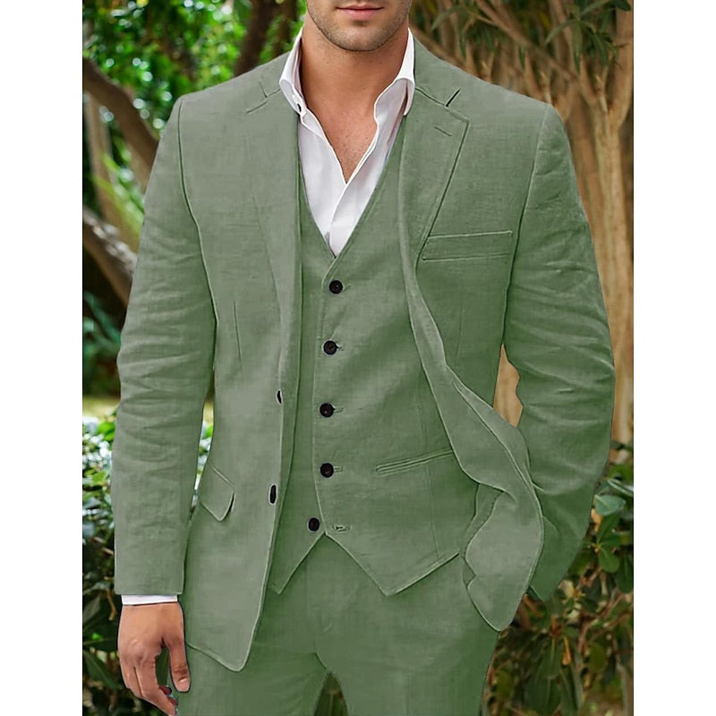 Linen three-piece suit set for men