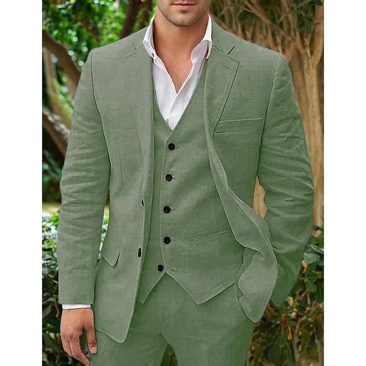 Linen three-piece suit set for men