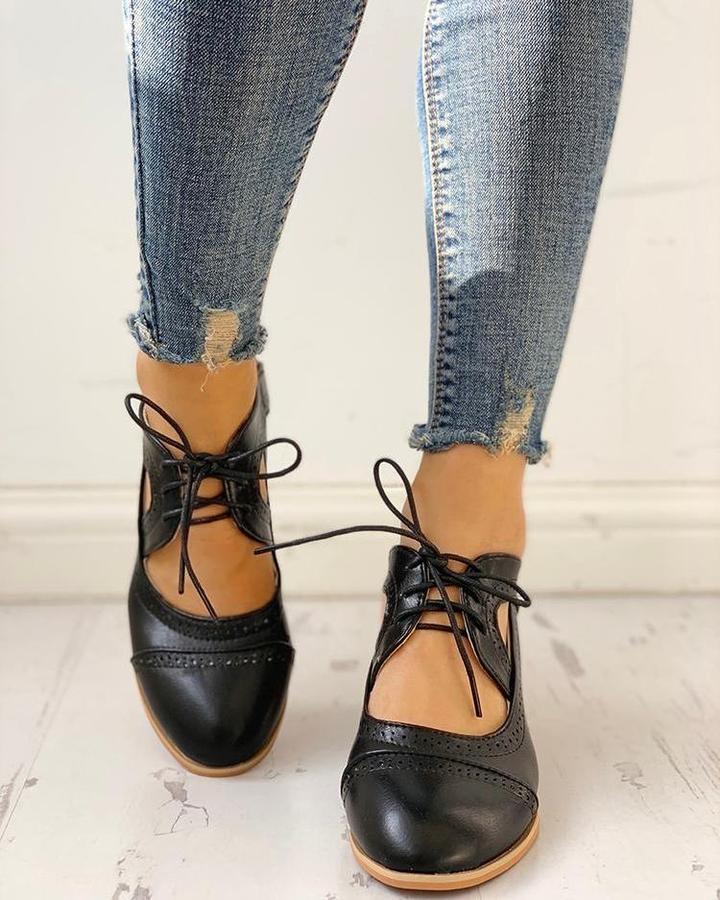 Women's T-Strap Lace-Up Heels