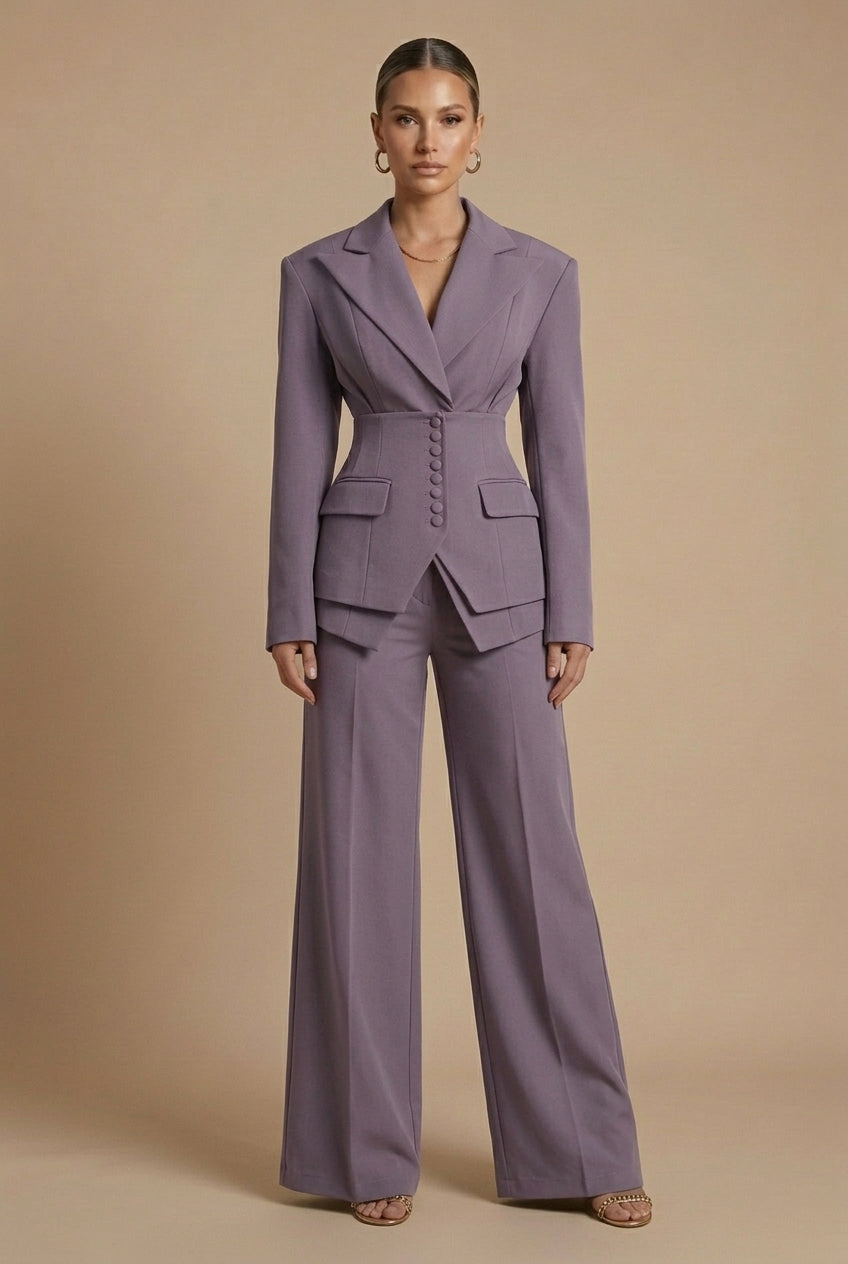 Women's Peaked Lapel Wide-Leg Suit