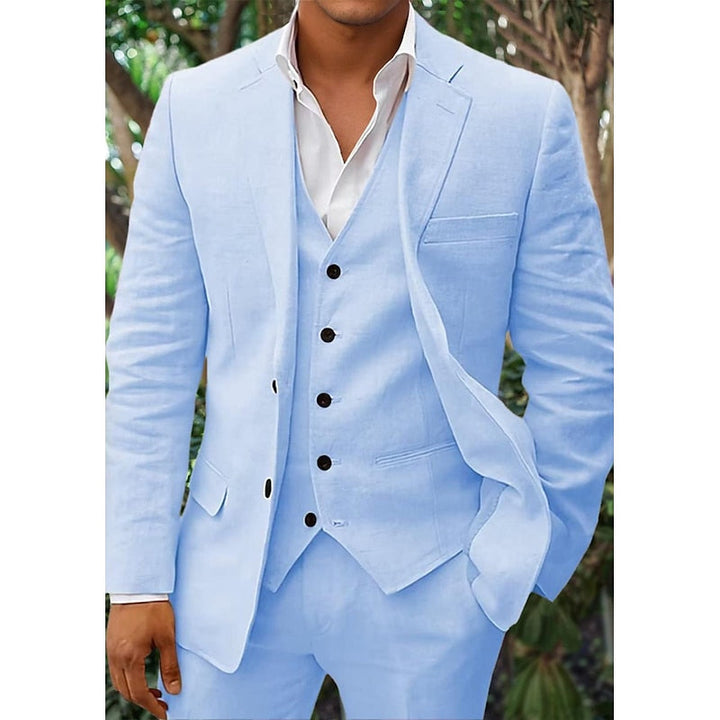 Linen three-piece suit set for men